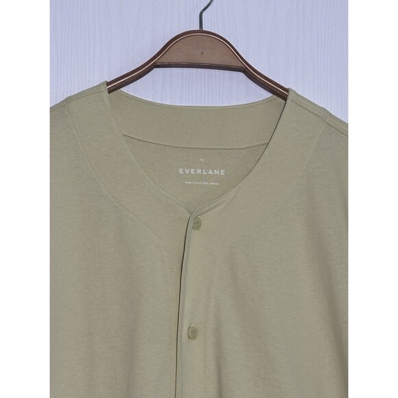 Everlane Baseball Shirt Mens XXL Green Premium Weight Button Front Short Sleeve - Picture 3 of 12